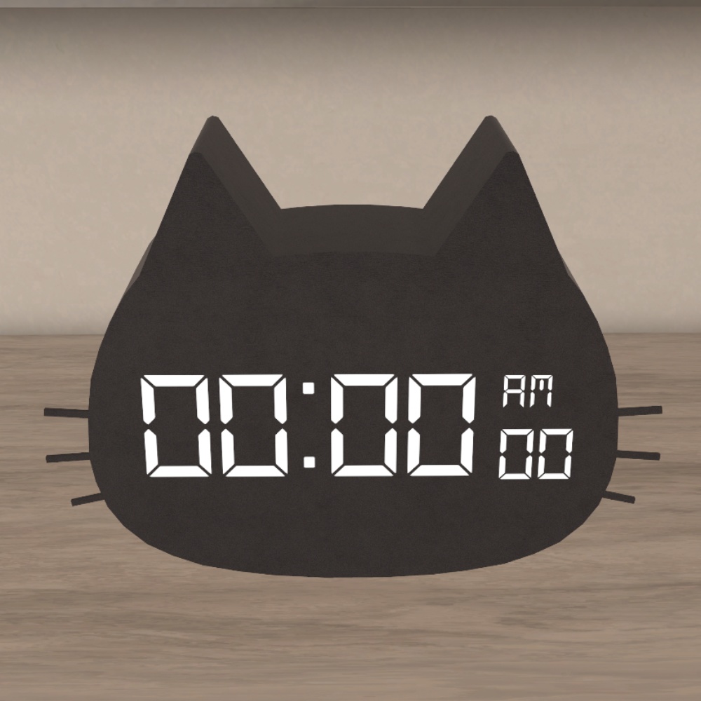 ✨️発売記念セール✨️【VRChat想定】猫型デジタル置き時計「CATEL」/ Cat-shaped clock