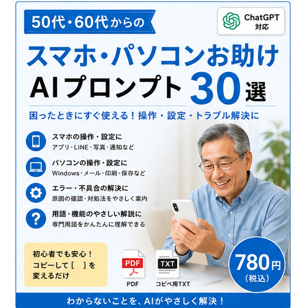 50代・60代からの スマホ・パソコンお助け AIプロンプト30選