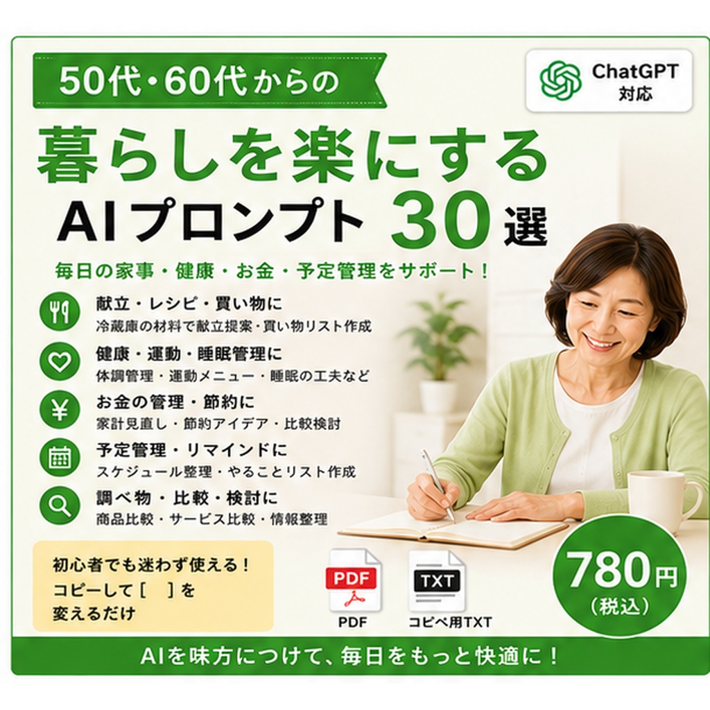 50代・60代からの 暮らしを楽にする AIプロンプト30選