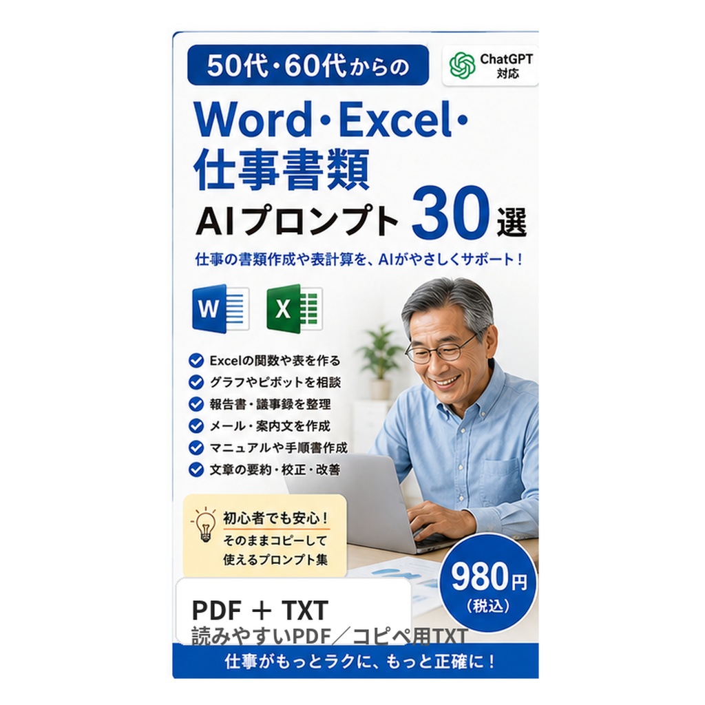 50代・60代からの Word・Excel・仕事書類 AIプロンプト30選