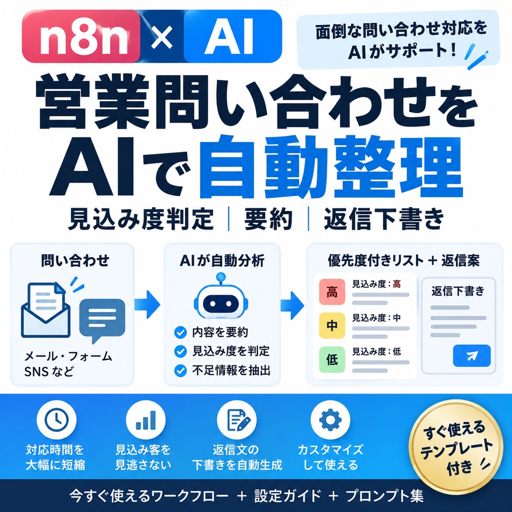 営業問い合わせをAIで自動整理｜見込み度判定・要約・返信下書き【n8n×AI】