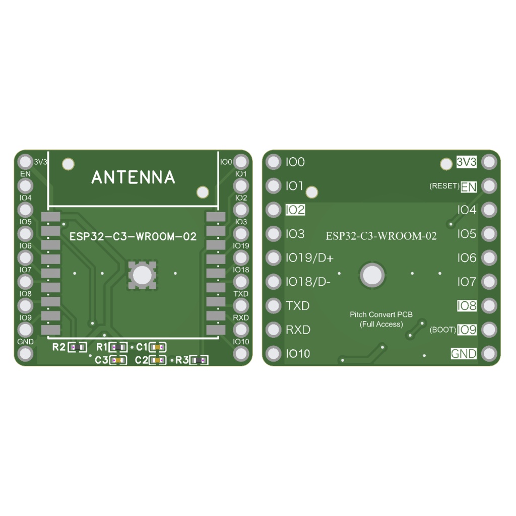ESP32-C3 ピッチ変換基板(起動部品実装済み)3枚セット