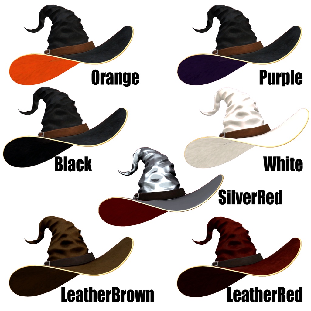 【無料DLあり】WitchHat 魔女帽子 7カラーバリエーション