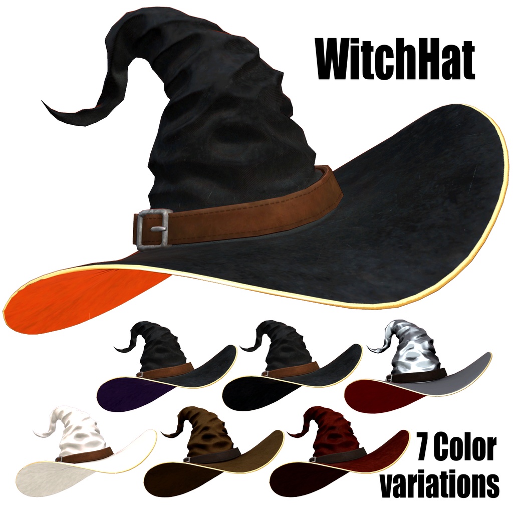 【無料DLあり】WitchHat 魔女帽子 7カラーバリエーション