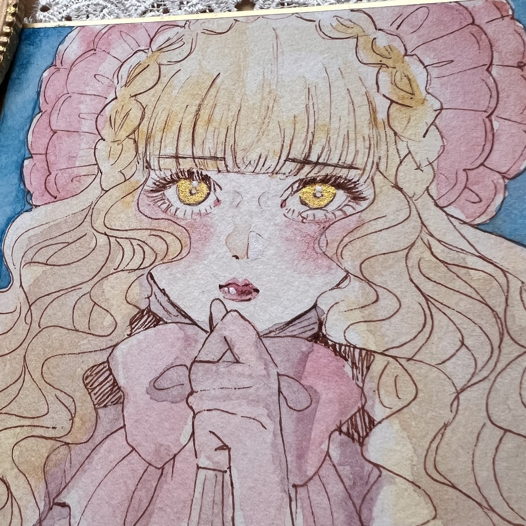 Secret【アナログ水彩・原画色紙】