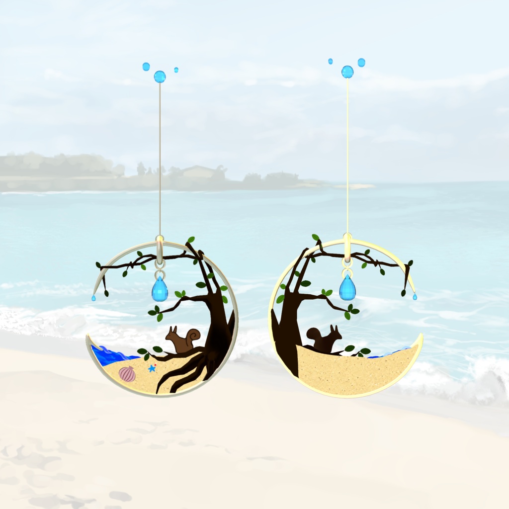 VRChat向け3Dピアス「海に恋する森」