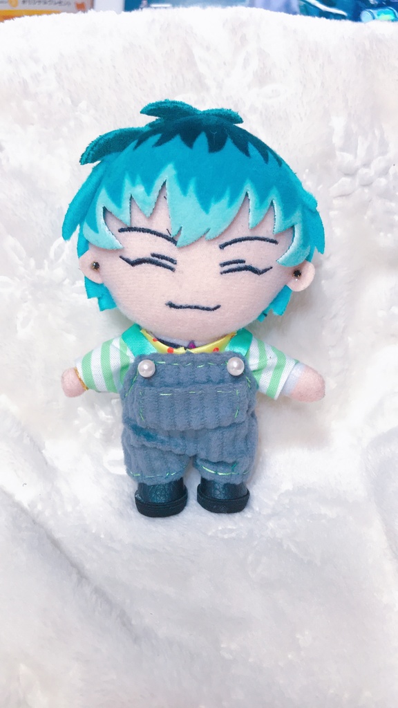 【12cmぬい衣装】ポケット付きサロペット、ストライプシャツ