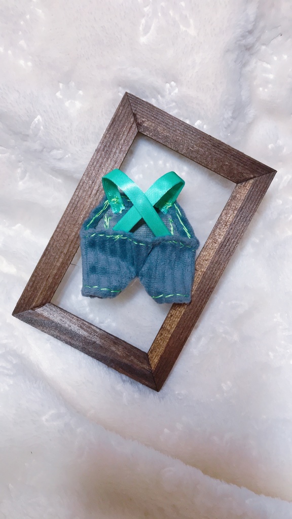 【12cmぬい衣装】ポケット付きサロペット、ストライプシャツ