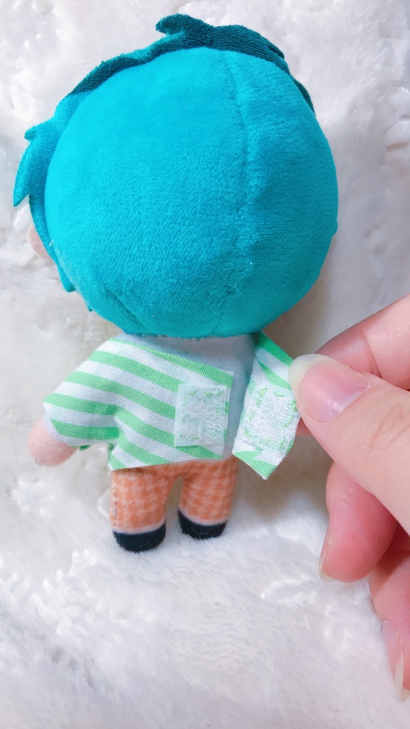 【12cmぬい衣装】ポケット付きサロペット、ストライプシャツ