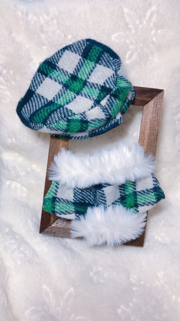 【12cmぬい衣装】ぬい用ファー付き帽子&コートのセット