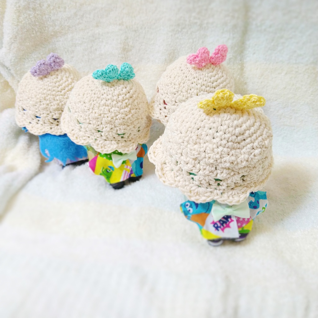 ハートリボンのフリル帽子