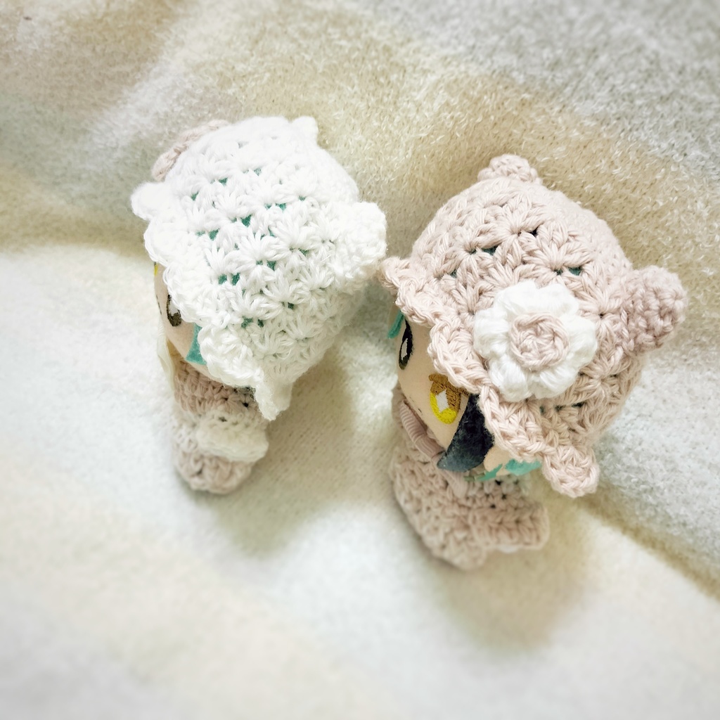 ミルクティーなお花のくま耳帽子