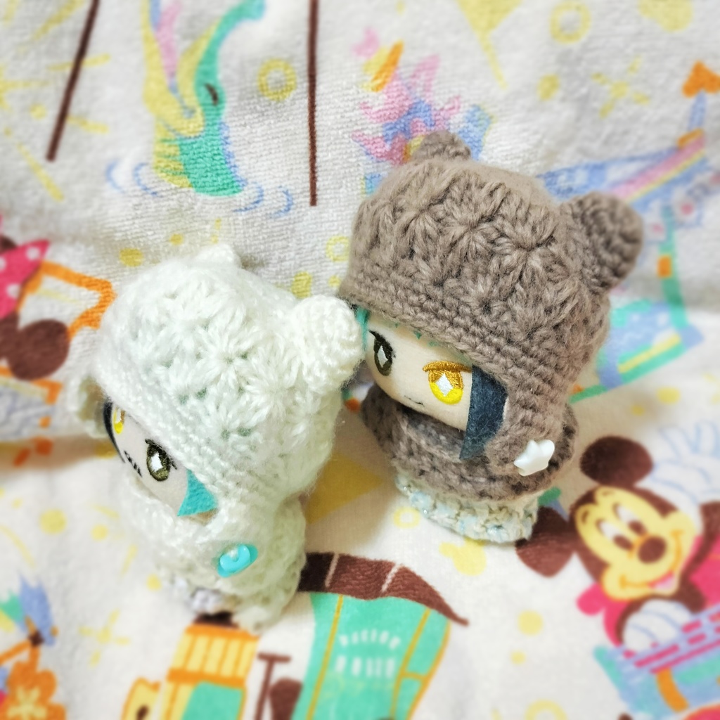 花柄のくま耳ニット帽子&マフラー