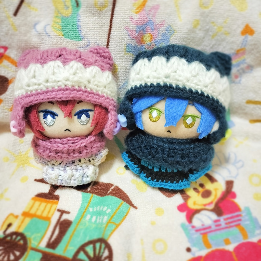 花柄のくま耳ニット帽子&マフラー