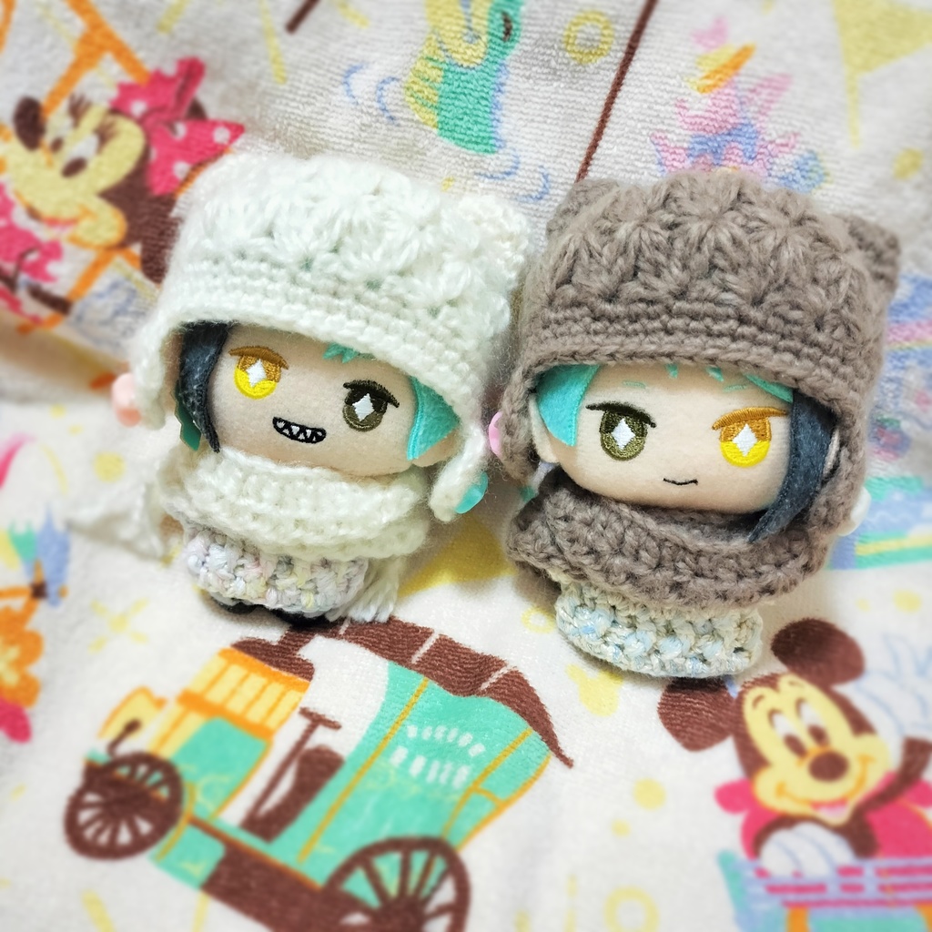 花柄のくま耳ニット帽子&マフラー