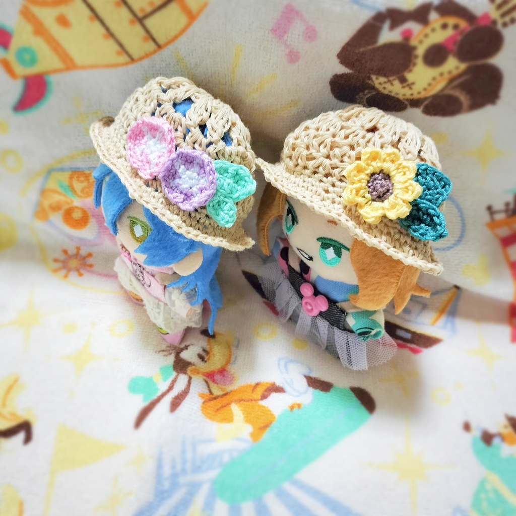 朝顔と向日葵の麦わら帽子