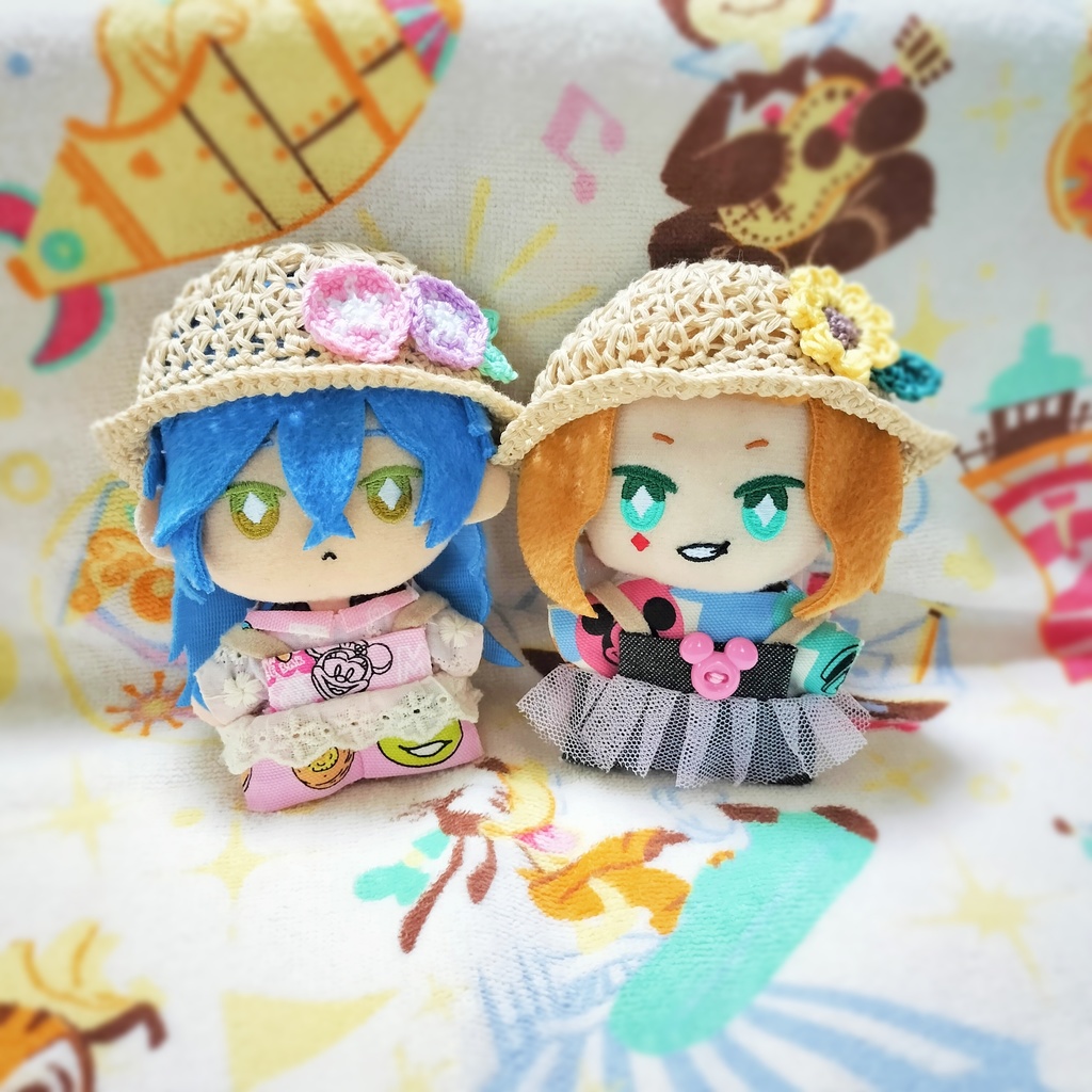 朝顔と向日葵の麦わら帽子