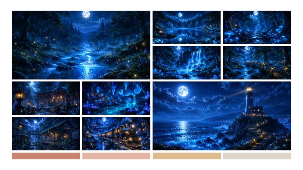 幻想の森シリーズ Vol.1 ― 月夜と魔法の幻想風景 32枚セット ―