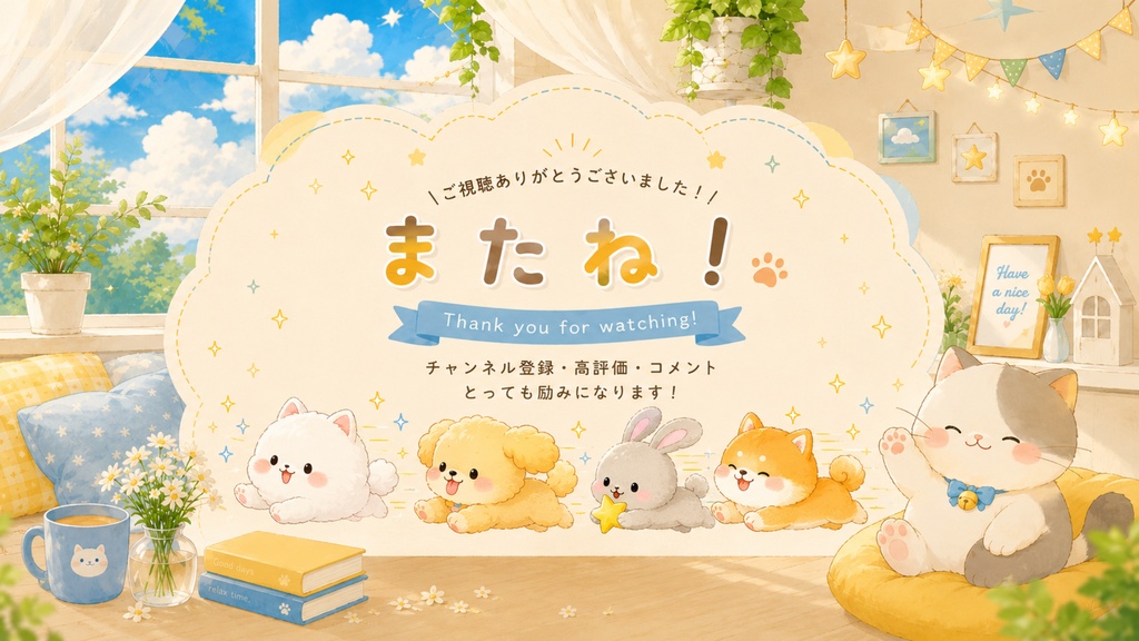 【VTuber配信素材】ふわふわ動物の配信画面フルセット|待機・休憩・雑談・エンディング・わんコメ対応