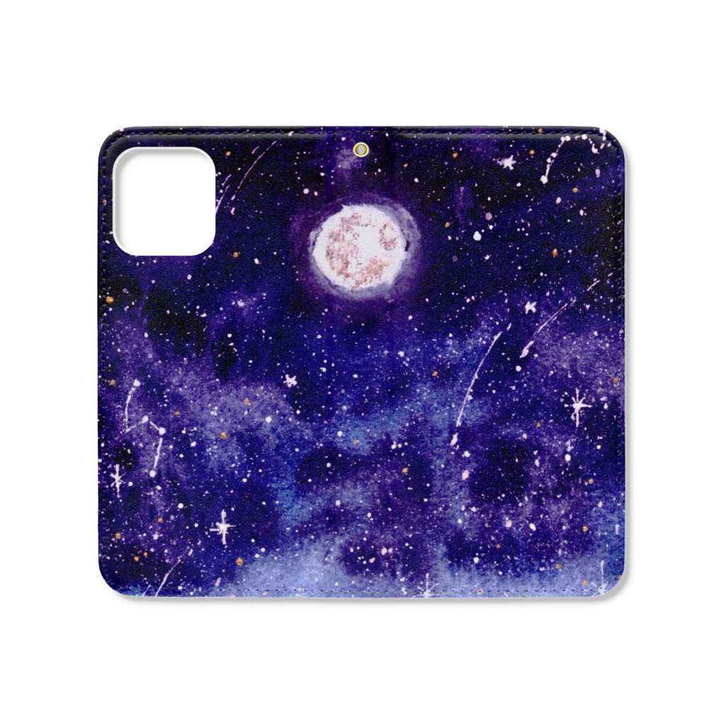 宇宙柄 手帳型iPhoneケース(ベルトなし) - / 12 Pro - ストラップ穴 あり