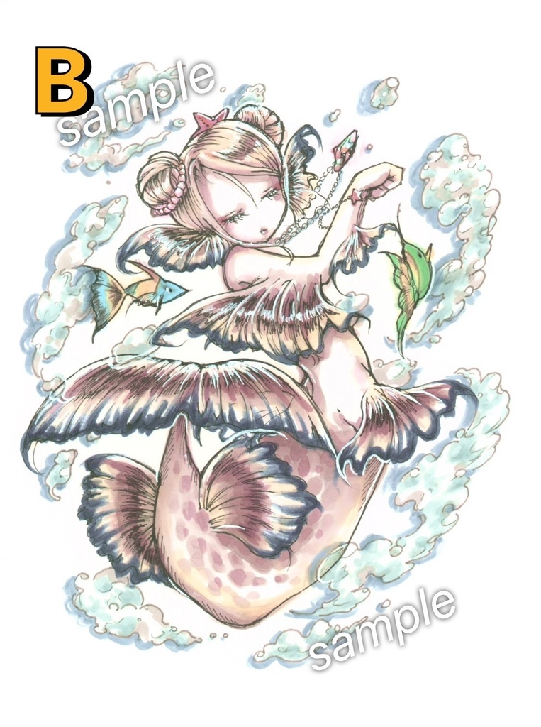 【原画】コピック作品 人魚・女の子