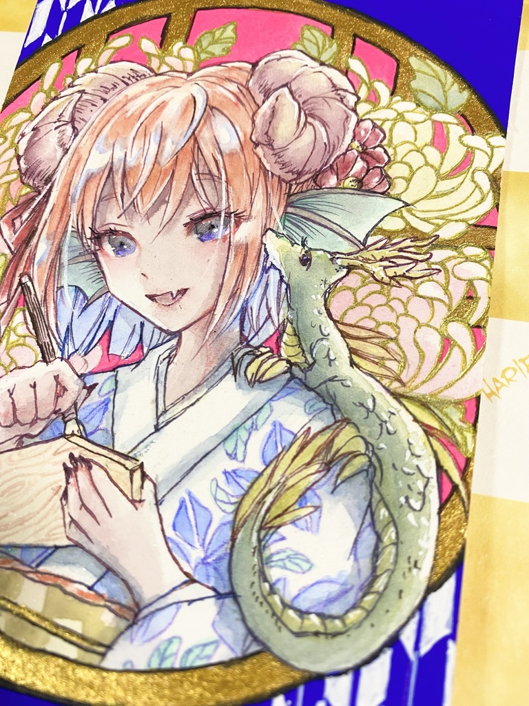 【原画】謹賀新年イラスト ドラゴンの女の子