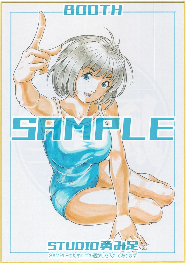 「blue swimsuit_6」A4サイズカラー色紙