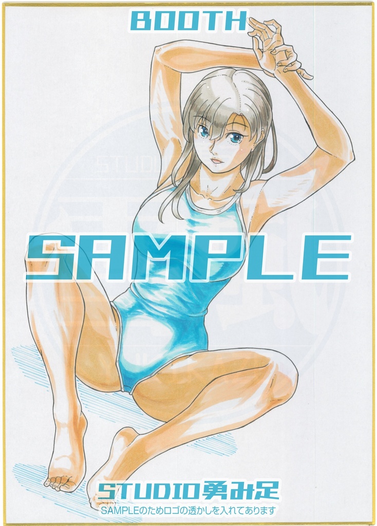 「blue swimsuit_7」A4サイズカラー色紙