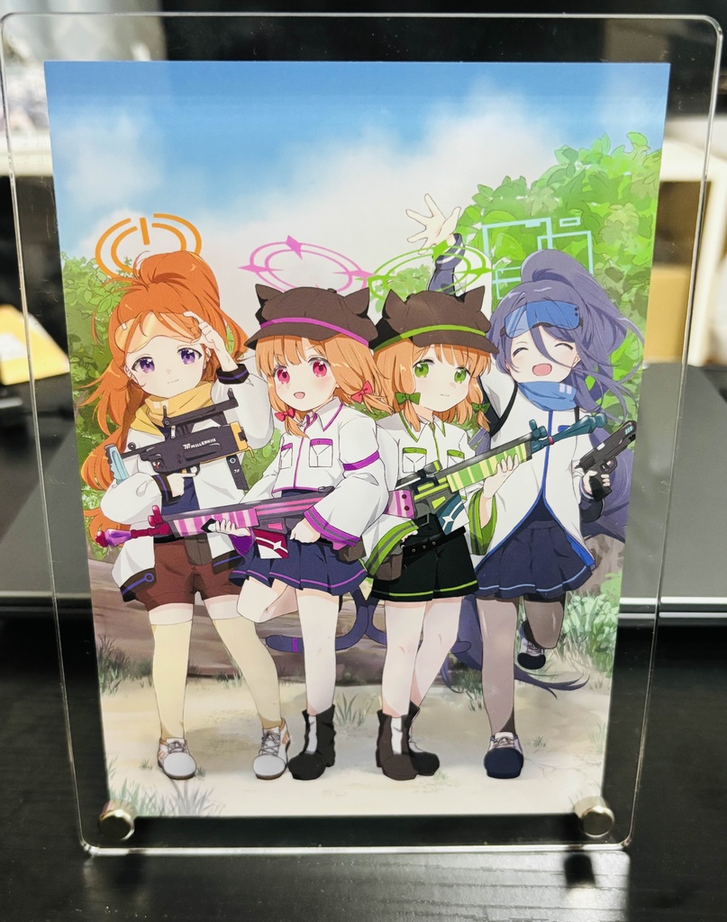 ブルアカサバゲーイメージイラストアクリルプレート