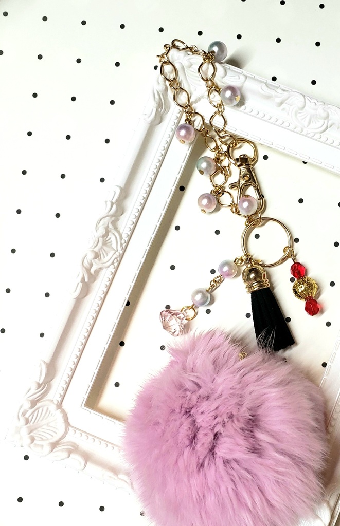 【吸死】マナー違反イメージバッグチャーム【ファー着脱可】