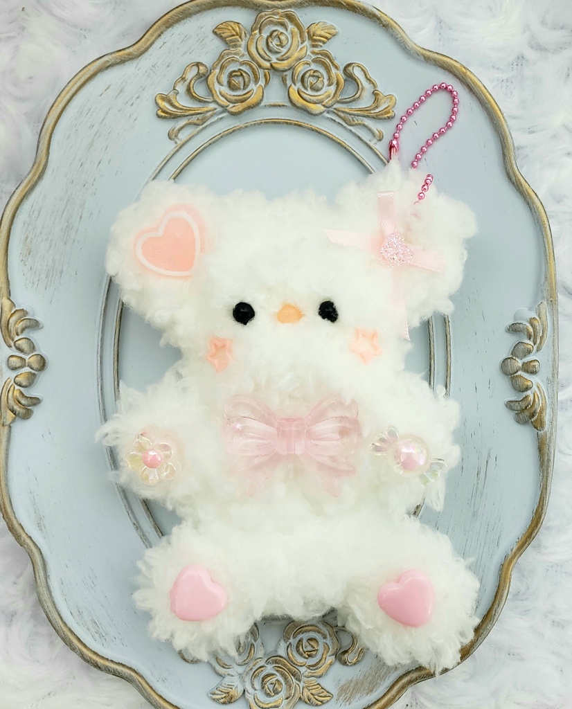 【推し活に!】モールドールキーホルダー【白×ピンク】