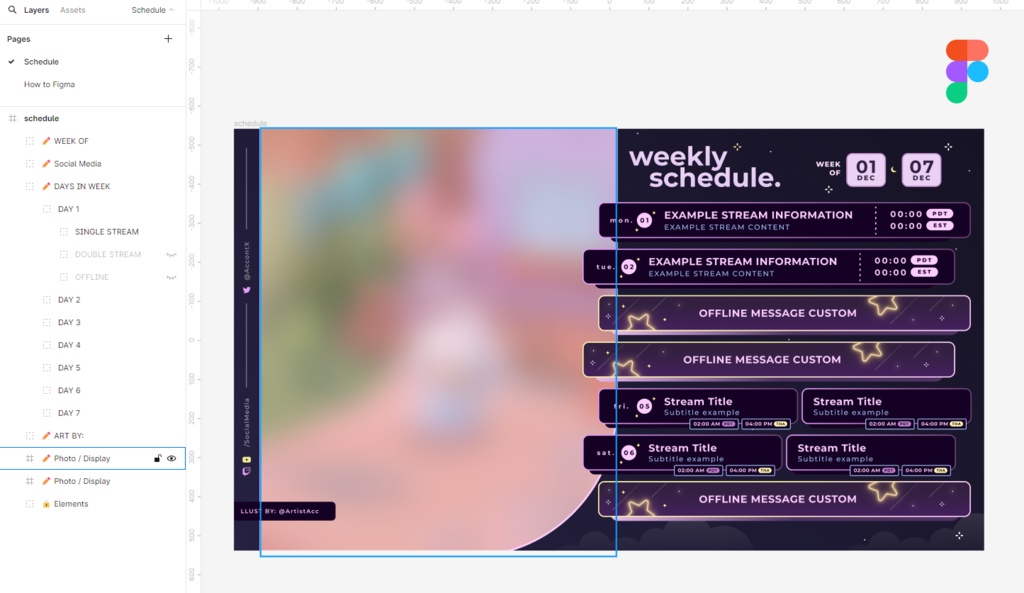 Starry Sky|【週間予定素材】 ・週間スケジュール素材 【Vtuberさん・配信者さん向け】(PSD / Figma / Canva対応)