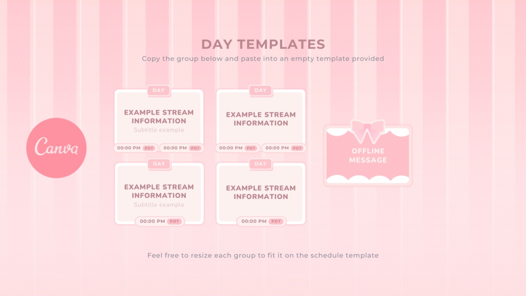 Pink Bow|【週間予定素材】 ・週間スケジュール素材 【Vtuberさん・配信者さん向け】(Figma / Canva対応)