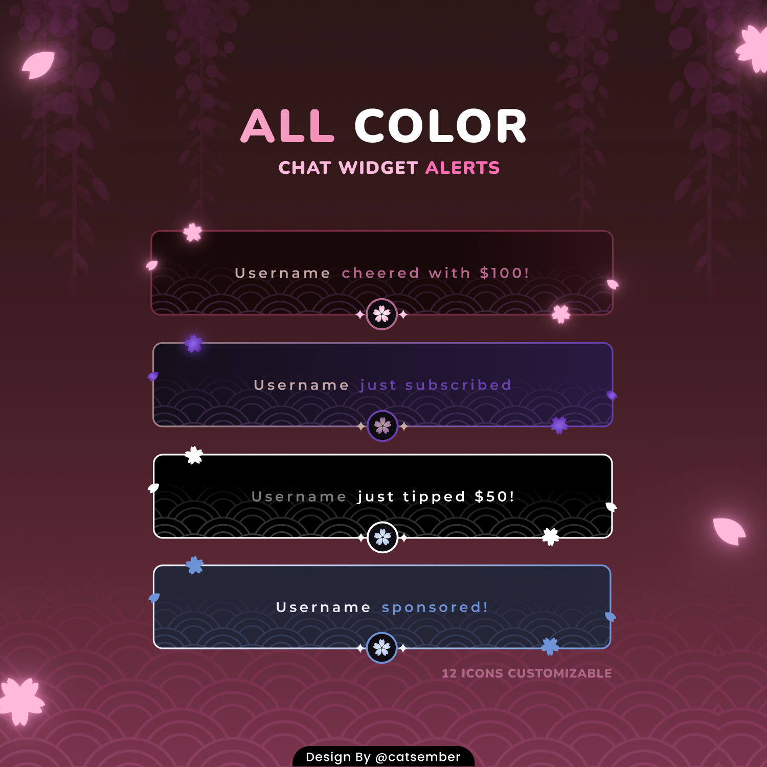 Glow Sakura | 【Twitch】・配信者向けカスタムCSS | StreamElement対応 - sleepicat 工房 ...