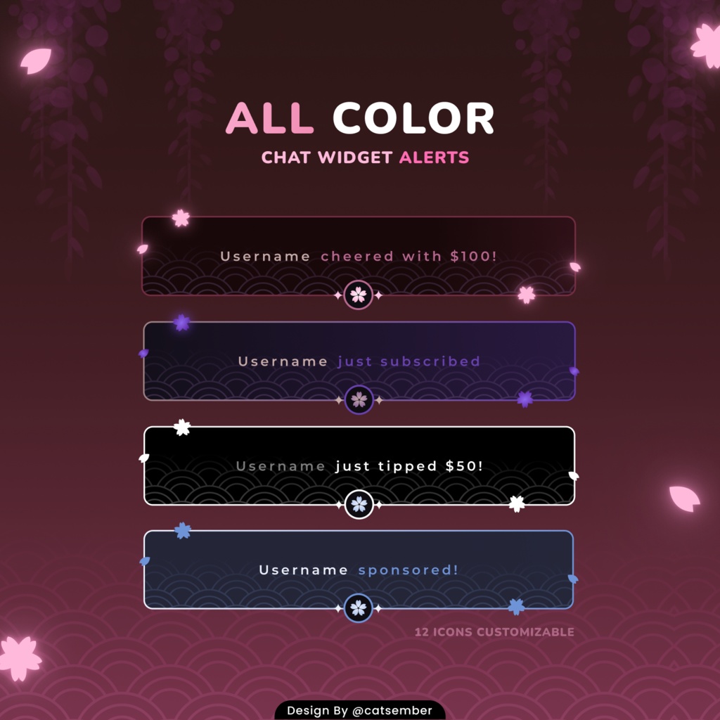 Glow Sakura | 【Twitch】・配信者向けカスタムCSS | StreamElement対応