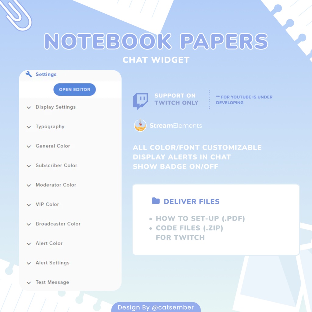Notebook Paper | 【Twitch】・配信者向けカスタムCSS | StreamElement対応