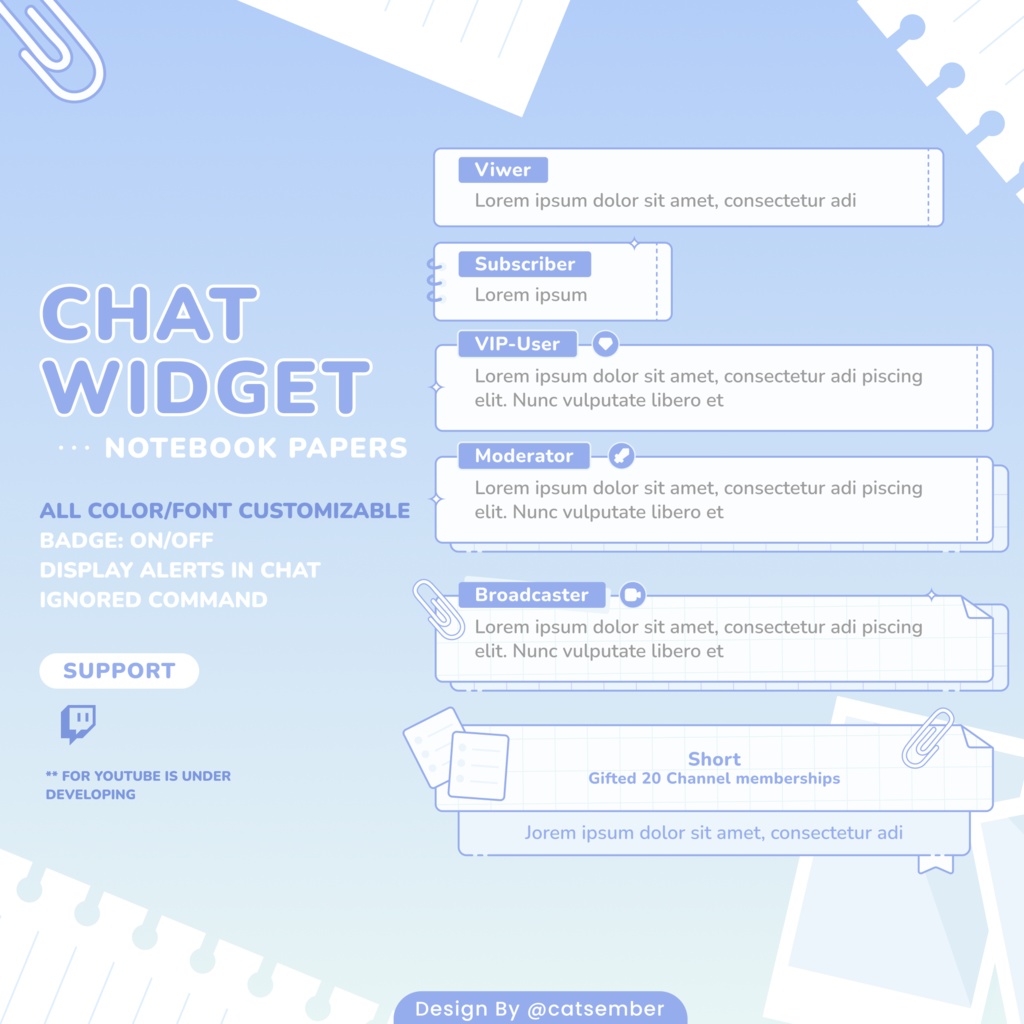 Notebook Paper | 【Twitch】・配信者向けカスタムCSS | StreamElement対応