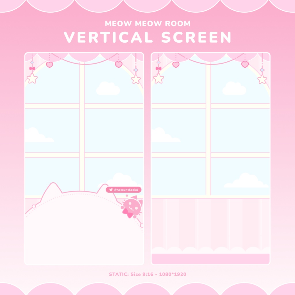 Pink Cat Caretaker | うごく配信画面 / stream overlay