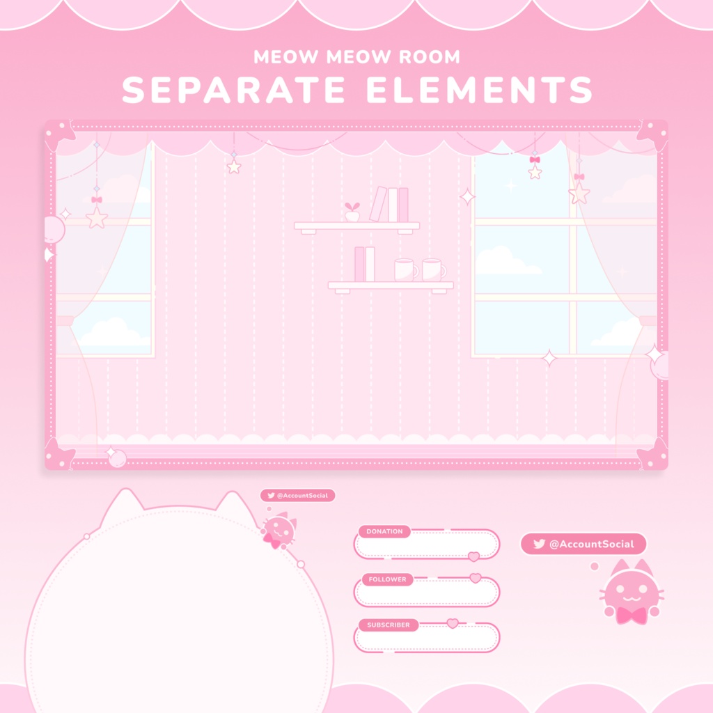 Pink Cat Caretaker | うごく配信画面 / stream overlay