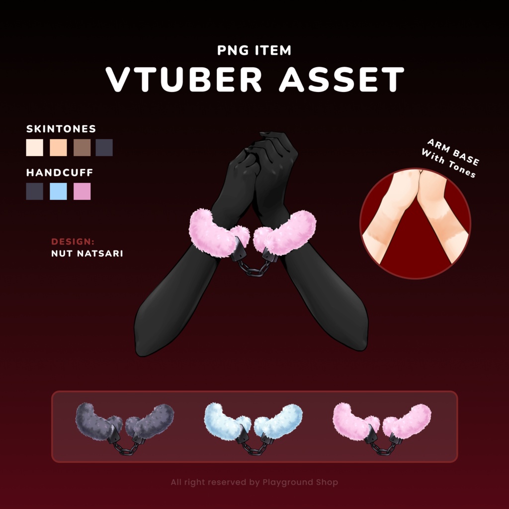 Fur Handcuff | 【VTS】Vtuber素材 / 手素材 (PNG)
