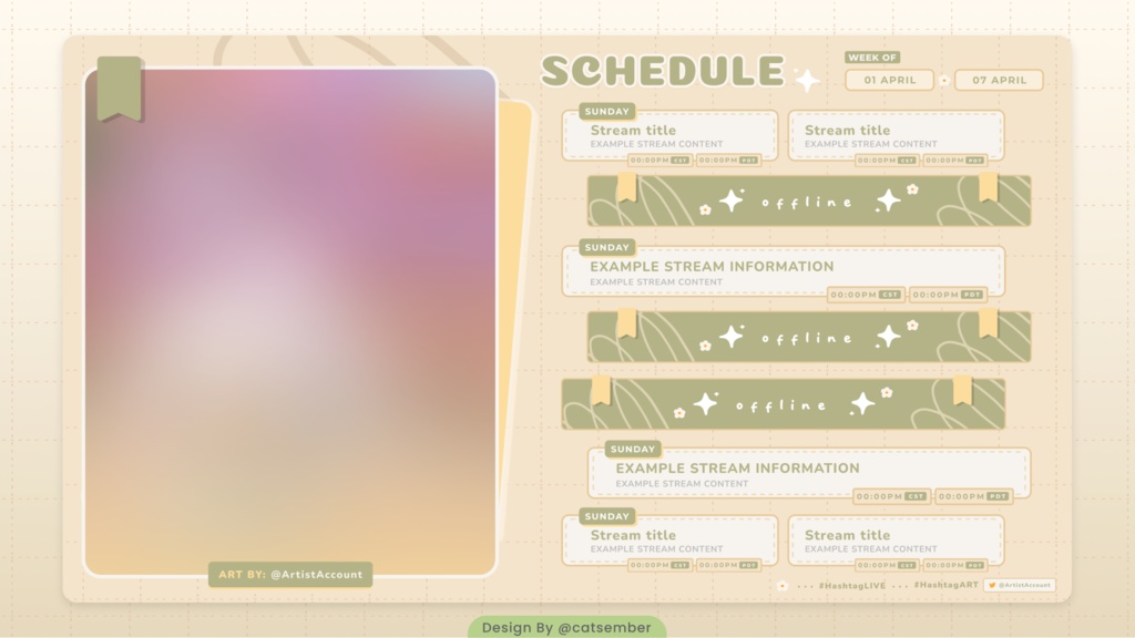 Memobook|【週間予定素材】 ・週間スケジュール素材 【Vtuberさん・配信者さん向け】(Figma / Canva対応)