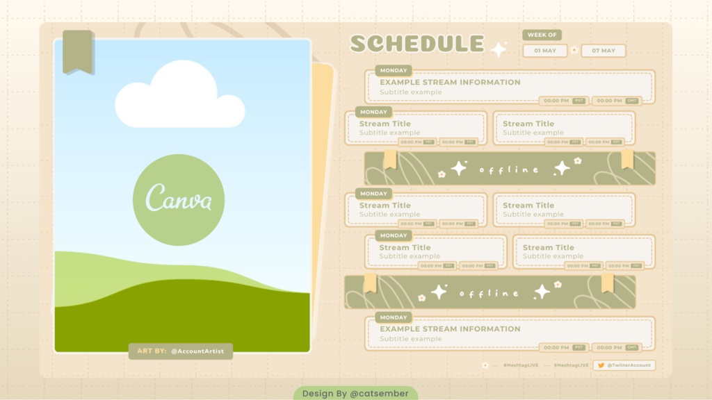 Memobook|【週間予定素材】 ・週間スケジュール素材 【Vtuberさん・配信者さん向け】(Figma / Canva対応)