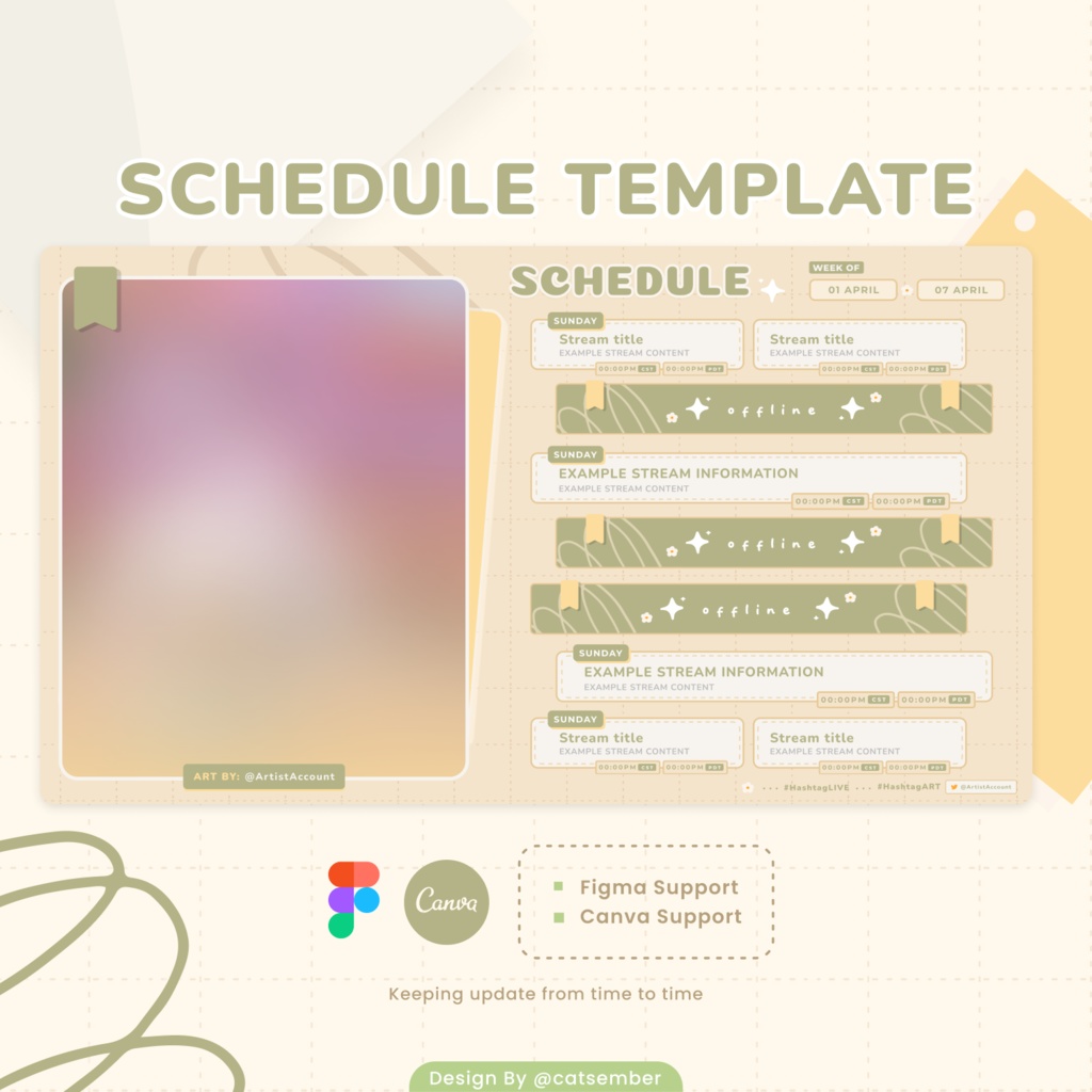 Memobook|【週間予定素材】 ・週間スケジュール素材 【Vtuberさん・配信者さん向け】(Figma / Canva対応)