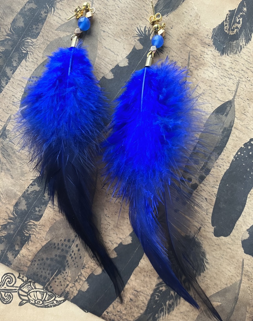青い鳥の羽　ピアス　イヤリング