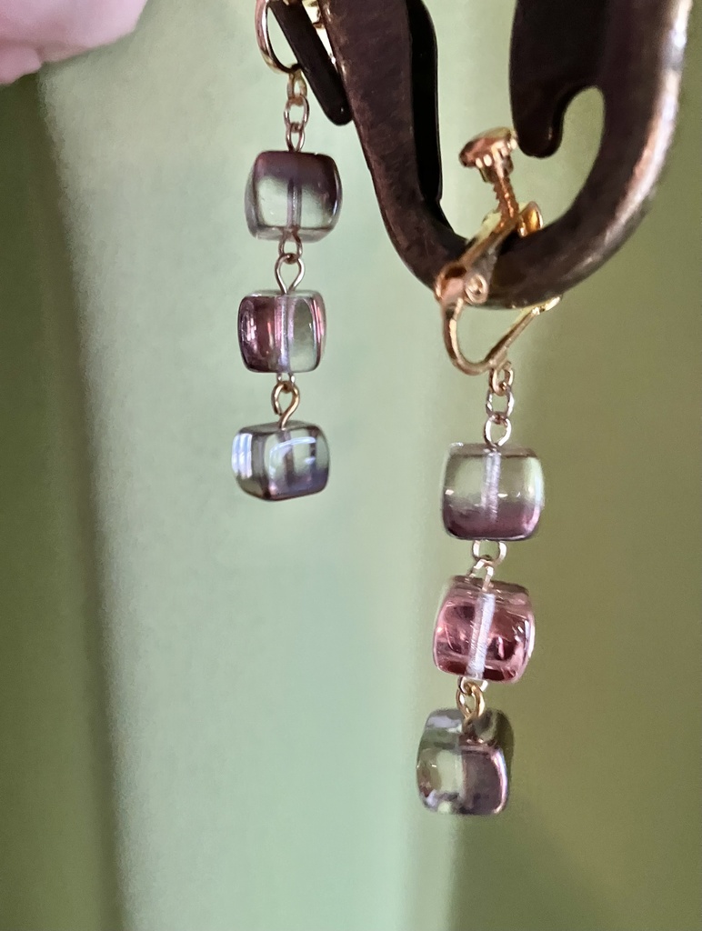 ガラスのキャンディーキューブイヤリング　ピアス