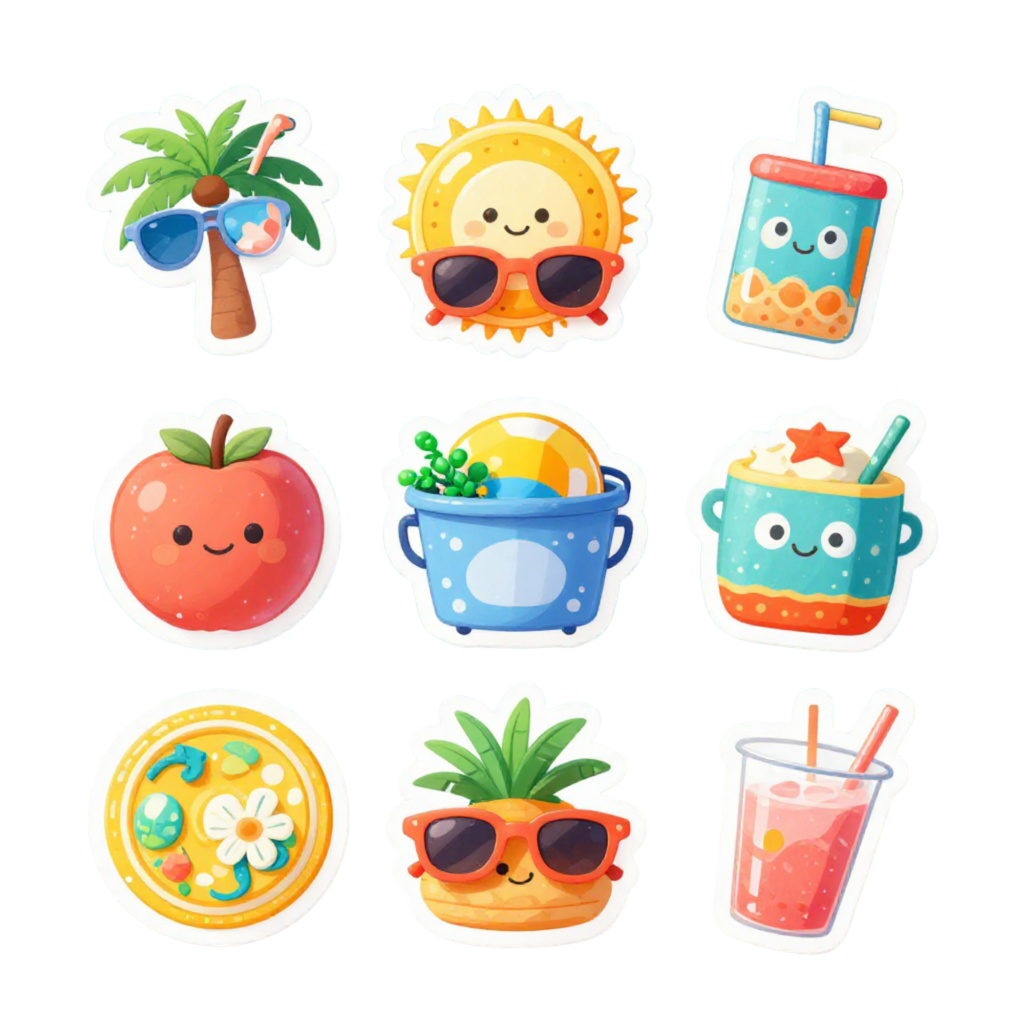 小学6年生が描いた季節のステッカー Soft Seasons Sticker Pack – Gentle Kawaii Illustrations