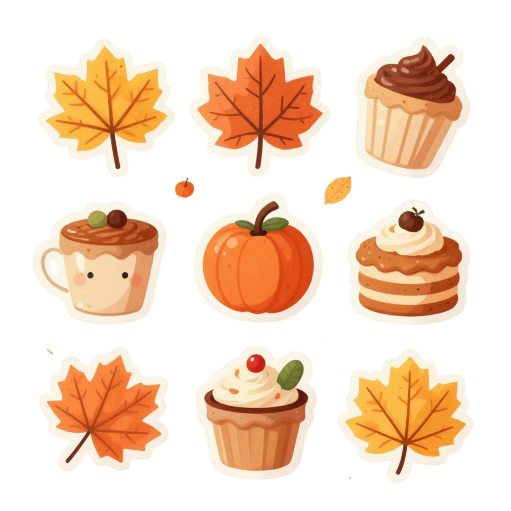 小学6年生が描いた季節のステッカー Soft Seasons Sticker Pack – Gentle Kawaii Illustrations