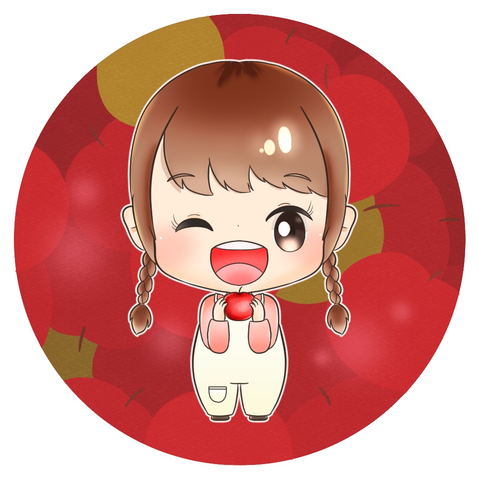 リンゴ大好きりんこちゃん缶バッジ