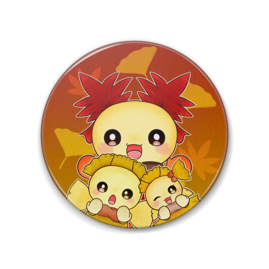 紅葉ふたばちゃん＆銀杏兄妹の缶バッジ
