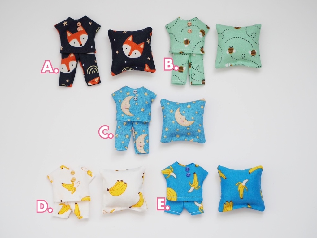 ねんどろいどどーる服 パジャマセット+枕  | 3色